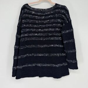 Talbots Woman 1X Navy Space Dye Lightweight Open Knit Summer Sweater